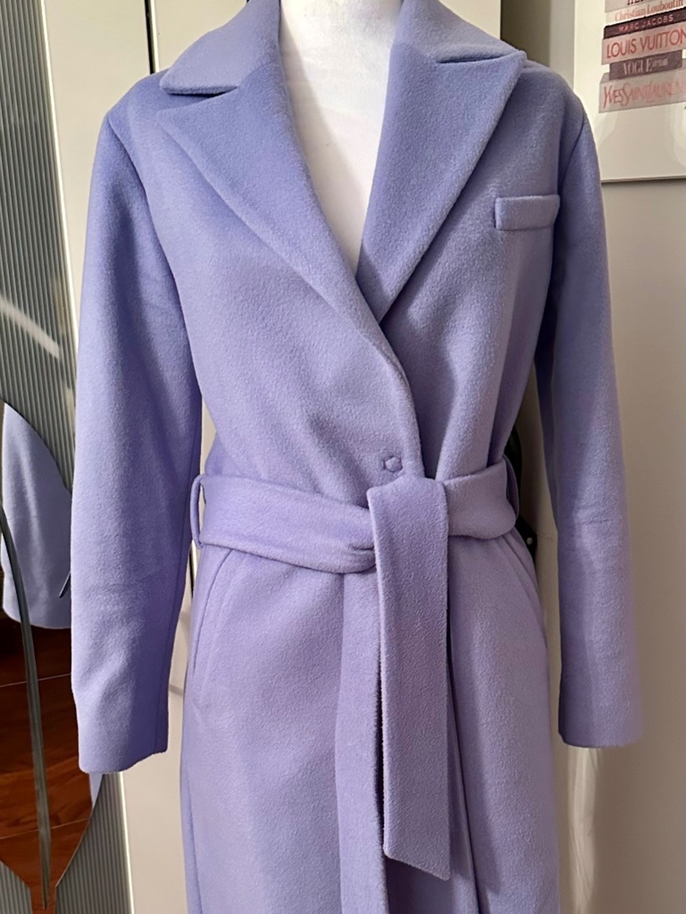 Annie P Lilac wool blend coat with belt, size 38 #wintercoat #outerwear